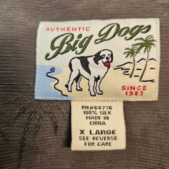 Big Dog 100% Silk Shirt Mens XL Gray ebossed designed breathable button collar - Picture 5 of 5